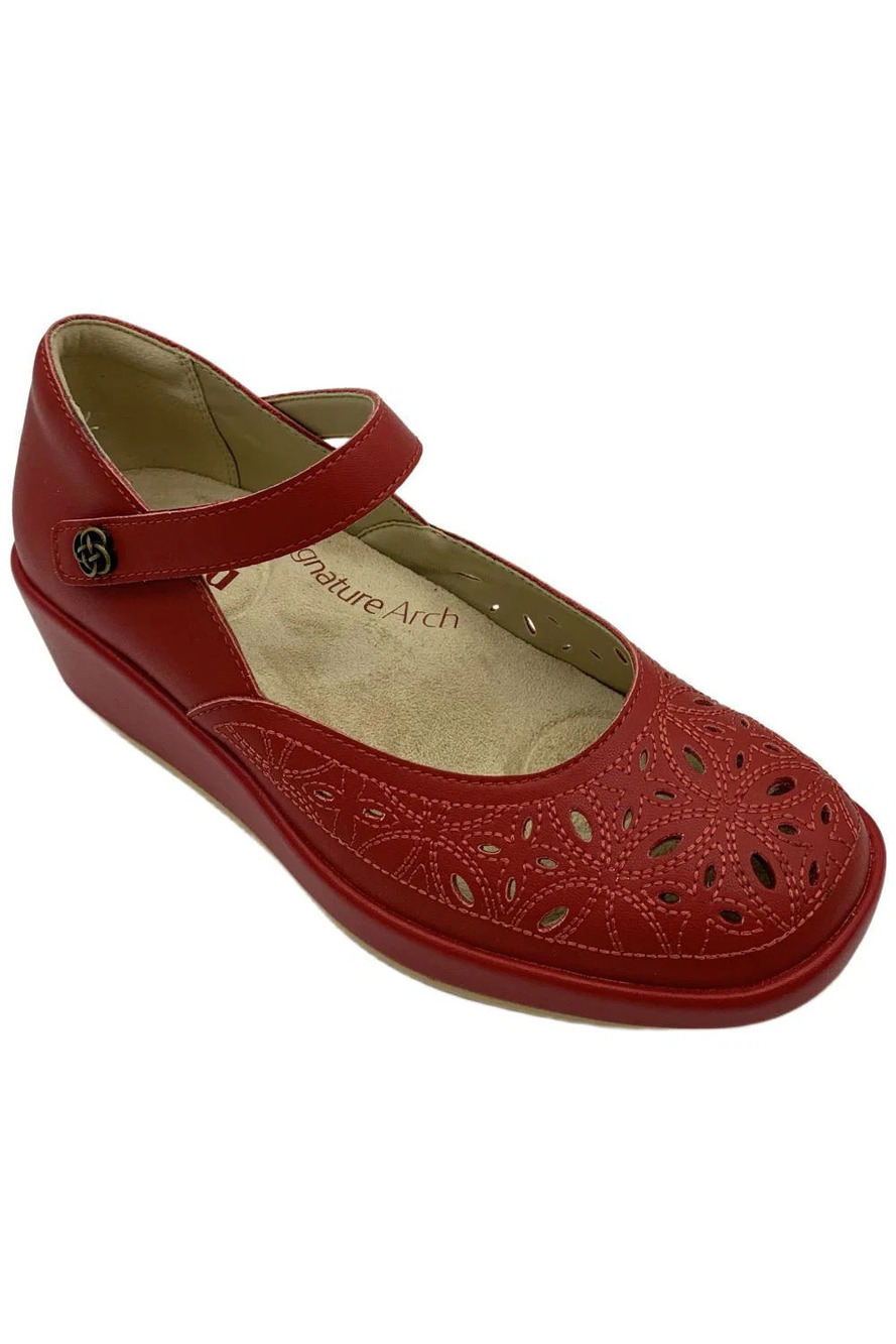 Alegria Women's Hayes Leather Mary Jane Wedges Ruby Breeze - Medium